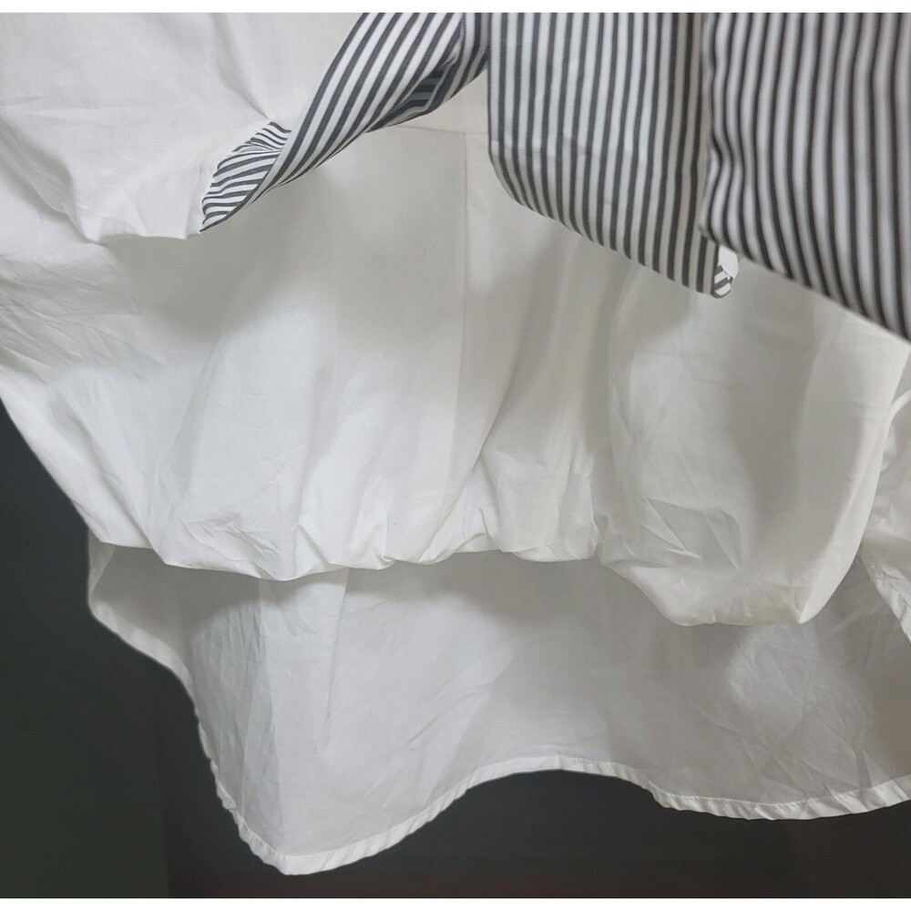Coco Blue Womens White Cotton Top Short Sleeve Black & White Front Tie Sz S NWT - Picture 6 of 11